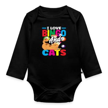 Les joueurs de bingo adorent les chats et le bingo - Body Bébé bio manches longues - noir - Devant