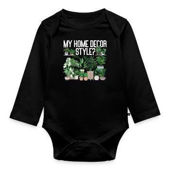 Plant Lover Gardening My Home - Baby Bio-Langarm-Body - Schwarz - Vorne