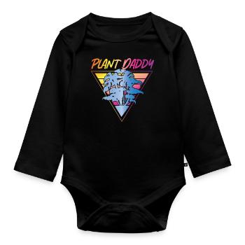 Plant Lover Gardening Dad Monstera - Baby Bio-Langarm-Body - Schwarz - Vorne