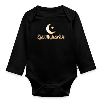 Eid Mubarak - Organic Longsleeve Baby Bodysuit - black - Front