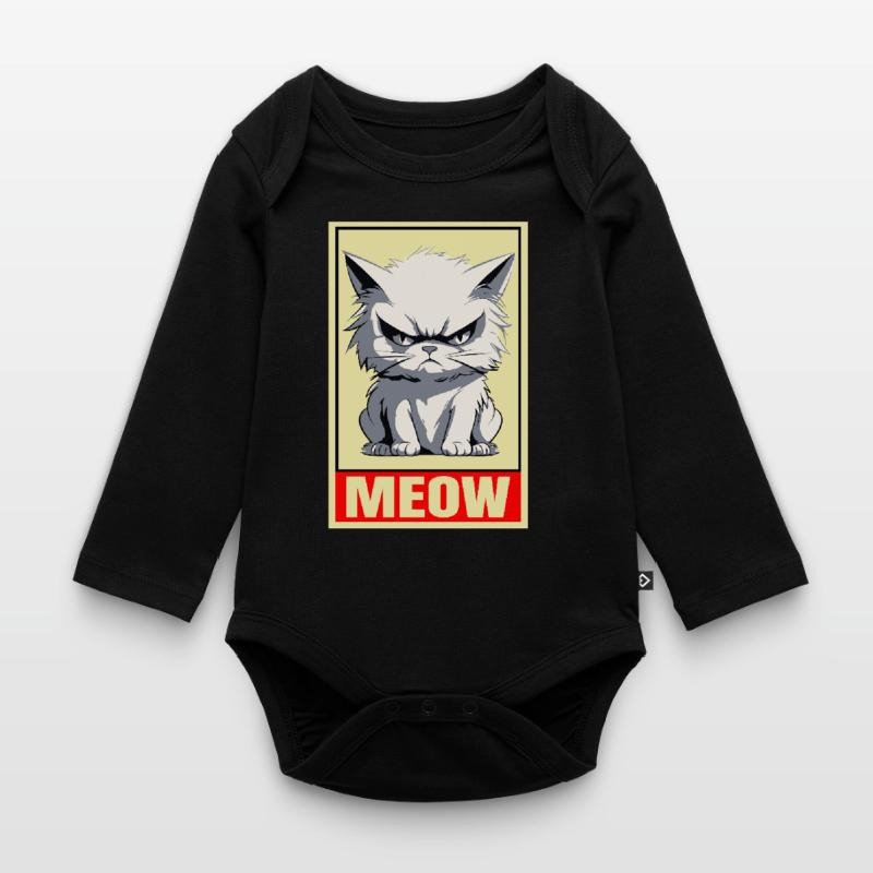 Cat Meow Grumpy Grumpy Grumpy Funny Organic Longsleeve Baby Bodysuit