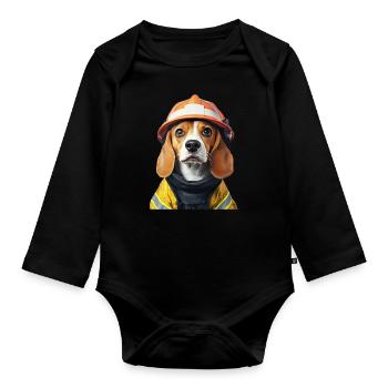 Beagle - Baby Bio-Langarm-Body - Schwarz - Vorne