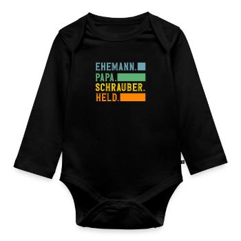 Husband Dad Mechanic Hero - Organic Longsleeve Baby Bodysuit - black - Front
