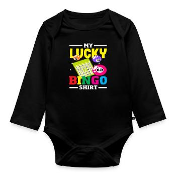 Joueur de bingo porte-bonheur chemise design - Body Bébé bio manches longues - noir - Devant