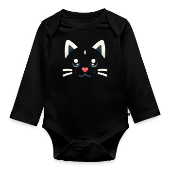 Chatons Kawaii, Animaux de compagnie - Body Bébé bio manches longues - noir - Devant