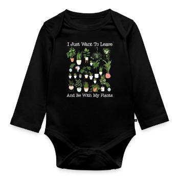 Plant Lover Gardening I Just Want - Baby Bio-Langarm-Body - Schwarz - Vorne