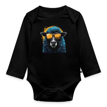 Cooles Schaf mit Sonnenbrille - Baby Bio-Langarm-Body - Schwarz - Vorne