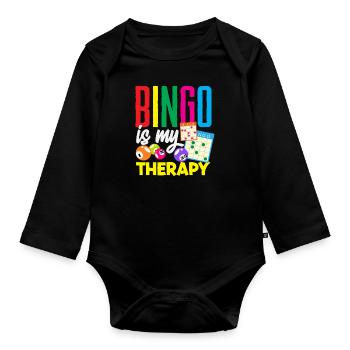 Le bingo est ma thérapie pour les joueurs de bingo - Body Bébé bio manches longues - noir - Devant