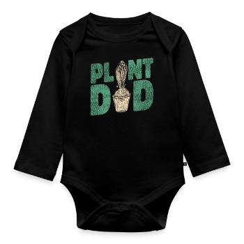 Plant Lover Gardening Plant Dad - Baby Bio-Langarm-Body - Schwarz - Vorne