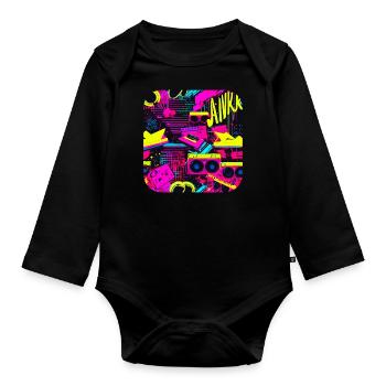 Années 80 Mode de vie Oldschool Pop - Body Bébé bio manches longues - noir - Devant