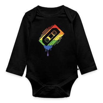 Cassette dégoulinante Pride - Body Bébé bio manches longues - noir - Devant