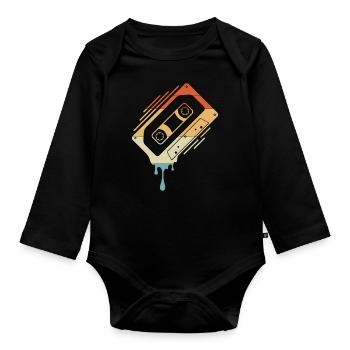 Cassette dégoulinante - Body Bébé bio manches longues - noir - Devant