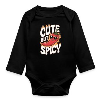 Sweet but spicy - Organic Longsleeve Baby Bodysuit - black - Front