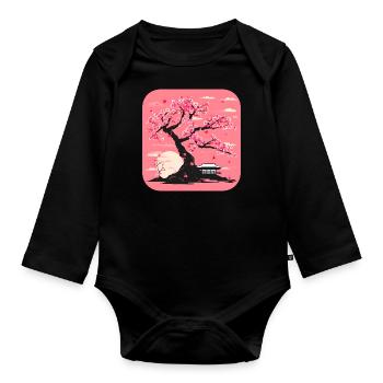 Japan World Tour Temples Culture - Organic Longsleeve Baby Bodysuit - black - Front