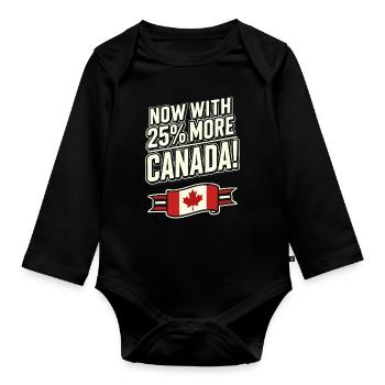 Maintenant avec 25 % plus de Canada – Satire des tarifs commerciaux - Body Bébé bio manches longues - noir - Devant
