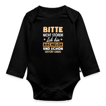 Don't bother I'm a bachelor and already - Organic Longsleeve Baby Bodysuit - black - Front