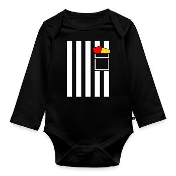Referee Costume Football Referee Carnival - Organic Longsleeve Baby Bodysuit - black - Front