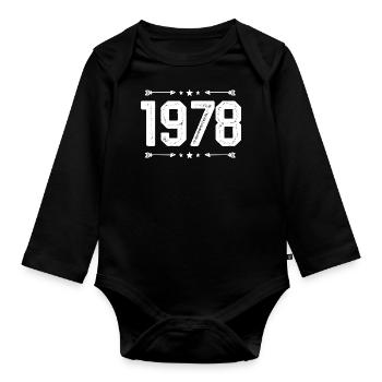Millésime 1978 Millésime 47ème anniversaire 1978. - Body Bébé bio manches longues - noir - Devant