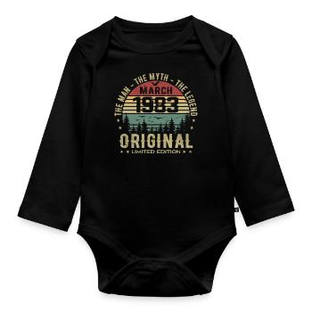 Geschenk zum 42. Jahrestag Original März 1983 - Baby Bio-Langarm-Body - Schwarz - Vorne
