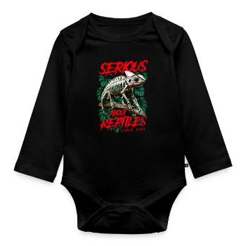 Ernsthaft über Reptilien Reptile Keeper Geboren 1949 - Baby Bio-Langarm-Body - Schwarz - Vorne