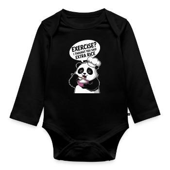 Pandabär Hast Zusätzlichen Reis Gesagt - Baby Bio-Langarm-Body - Schwarz - Vorne