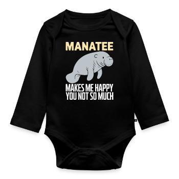 Manatee - Organic Longsleeve Baby Bodysuit - black - Front