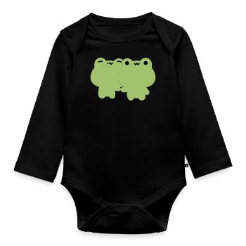 Frosch-Pärchen - Baby Bio-Langarm-Body - Schwarz - Vorne
