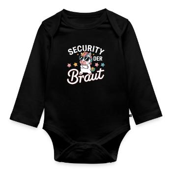 Security of the Bride Unicorn Bachelor Party Group Shirt - Organic Longsleeve Baby Bodysuit - black - Front