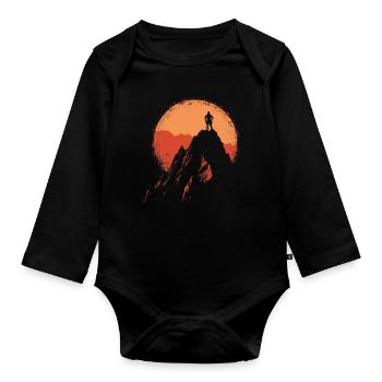 Bouldern: Bergsteigen in den Alpen bei Sonnenau - Baby Bio-Langarm-Body - Schwarz - Vorne