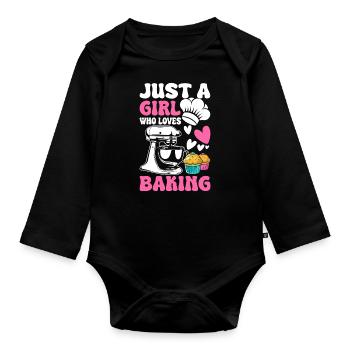 Backen Bäcker Bäckerei - Baby Bio-Langarm-Body - Schwarz - Vorne