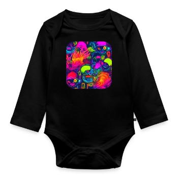 Neon DJ House Party Trend - Baby Bio-Langarm-Body - Schwarz - Vorne