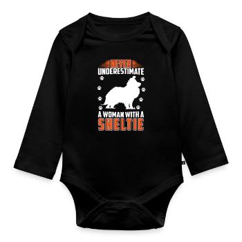 Shetland Sheepdog British Wife with Sheltie - Organic Longsleeve Baby Bodysuit - black - Front