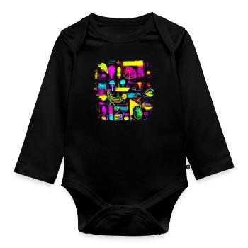 Neon Creative Cyberglow Modern Style - Organic Longsleeve Baby Bodysuit - black - Front