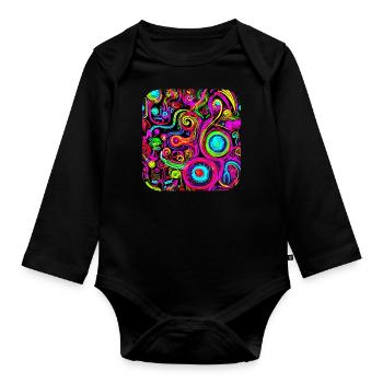 Neon Style Kreativ House Party Glow - Baby Bio-Langarm-Body - Schwarz - Vorne