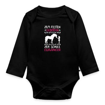 Horse Girl Riding School Schoolgirl Funny - Organic Longsleeve Baby Bodysuit - black - Front