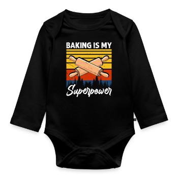 Backen Bäcker Bäckerei - Baby Bio-Langarm-Body - Schwarz - Vorne
