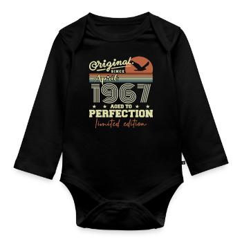 April 1967 Gift | 58th Anniversary April 1967 - Organic Longsleeve Baby Bodysuit - black - Front