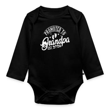 Promoted to grandpa 2026 Grandfather-to-be - Organic Longsleeve Baby Bodysuit - black - Front