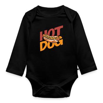 Hot Dog Lover Hot Dog Fun Design - Organic Longsleeve Baby Bodysuit - black - Front