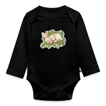 Lapin endormi Pâques - Body Bébé bio manches longues - noir - Devant