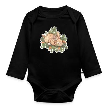 Lapin endormi Pâques - Body Bébé bio manches longues - noir - Devant