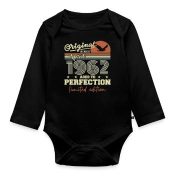 April 1962 Gift | 63rd Anniversary April 1962 - Organic Longsleeve Baby Bodysuit - black - Front