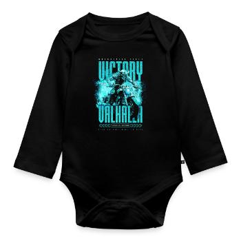 Motorcycle Norse Viking Victory Or Valhalla - Organic Longsleeve Baby Bodysuit - black - Front