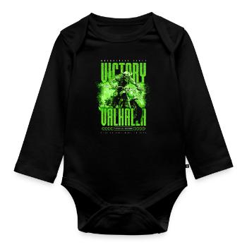 Motorcycle Norse Viking Victory Or Valhalla - Organic Longsleeve Baby Bodysuit - black - Front