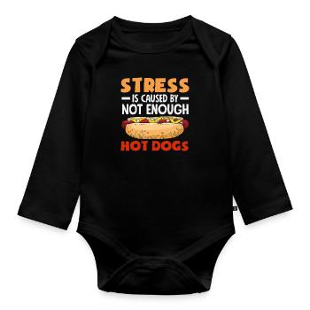 Stress causé par un nombre insuffisant de hot-dogs - Body Bébé bio manches longues - noir - Devant