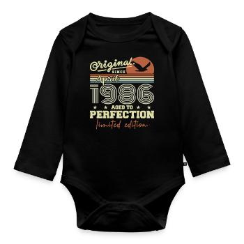 Cadeau Avril 1986 | 39ème Anniversaire Avril 1986 - Body Bébé bio manches longues - noir - Devant