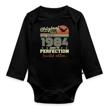 April 1984 Gift | 41st Anniversary April 1984 - Organic Longsleeve Baby Bodysuit - black - Front