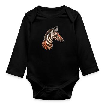 Tête D’okapi Motif Animalier Rare - Body Bébé bio manches longues - noir - Devant