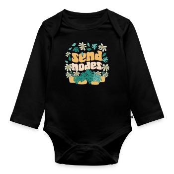 Plant Lover Gardening Pun Send - Baby Bio-Langarm-Body - Schwarz - Vorne