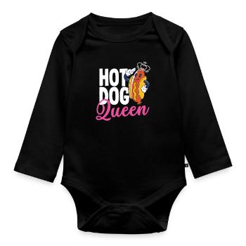 Hot Dog Queen Für Hot Dog Lover - Baby Bio-Langarm-Body - Schwarz - Vorne